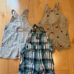 OshKosh B'gosh Plaid, Striped and Embroidered Boys Overalls